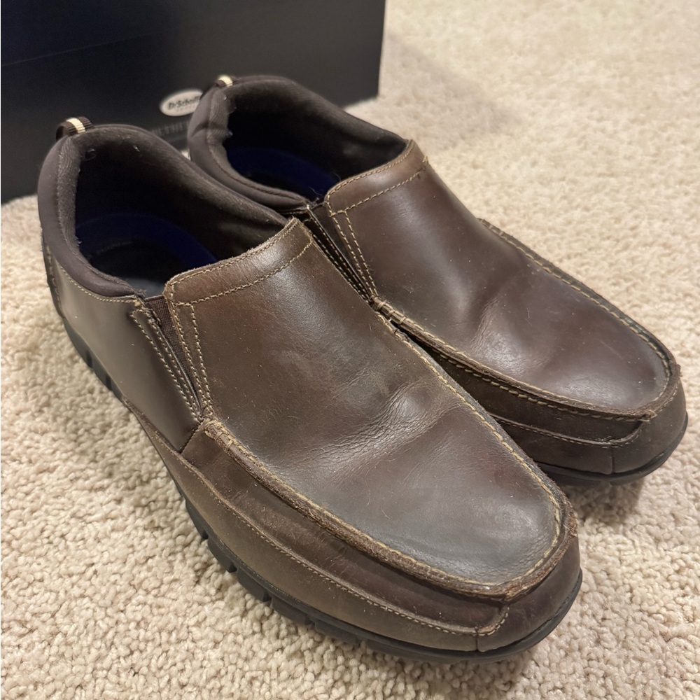 Dr Scholl’s Men's Brown Leather Slip-On Loafers